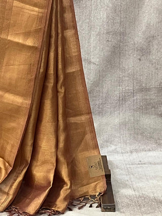 Golden Purple Tissue Tussar Silk Saree - SRGPSS198