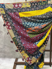 Beige Cotton Patchwork Saree-SRBCPS219