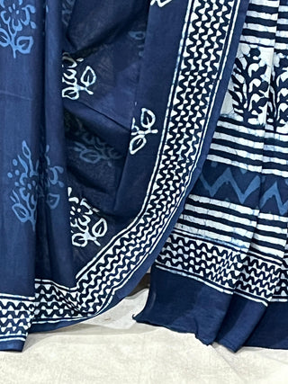 Indigo HBP Cotton Saree - SRBCS1731