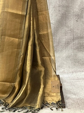 Golden Grey Tissue Tussar Silk Saree - SRGGTTSS197