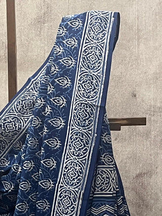 Indigo HBP Cotton Saree - SRICS1733