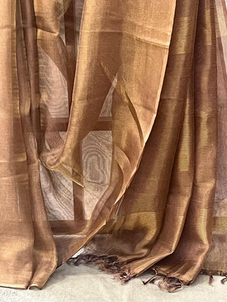 Golden Purple Tissue Tusser Silk Saree - SRGPTTSS206