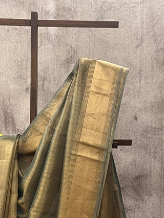 Golden Blue Tissue Tussar Silk Saree - SRGBTTSS196