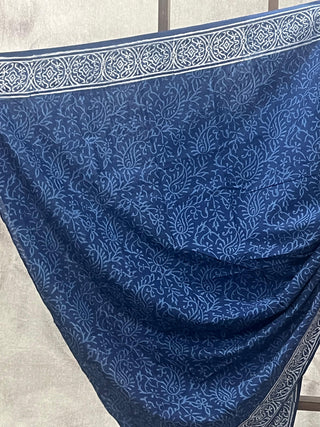 Indigo HBP Cotton Saree - SRICS1733