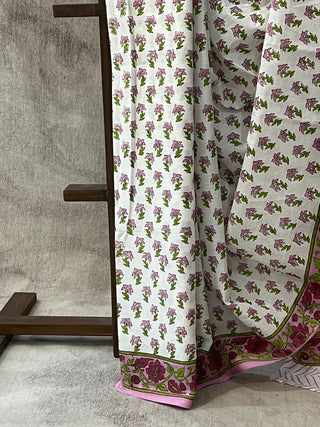 White HBP Cotton Saree - SRWCS1699