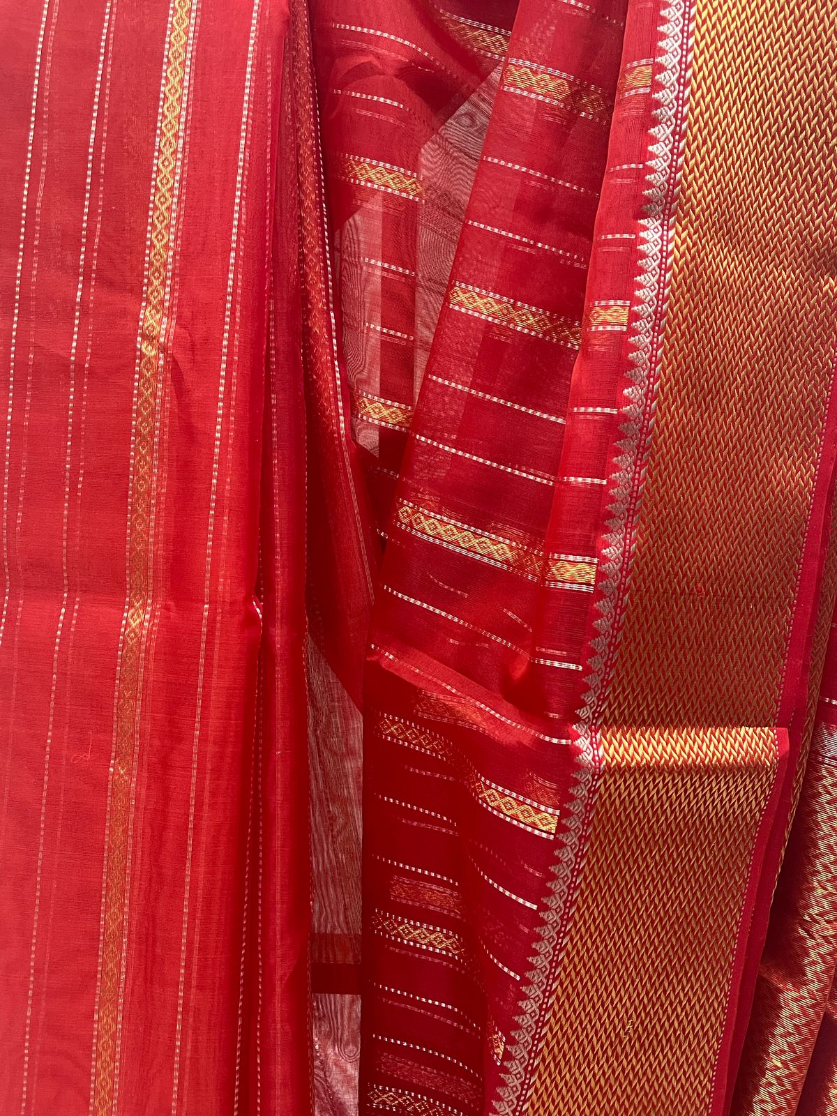 Red Chanderi Silk Saree - SRRCSS174