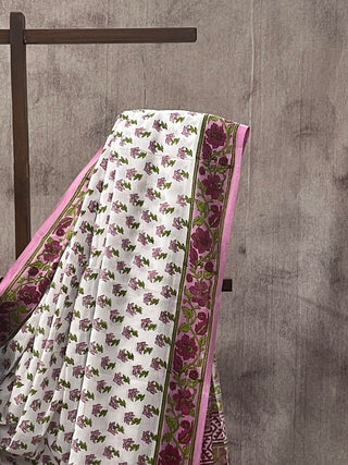 White HBP Cotton Saree - SRWCS1699