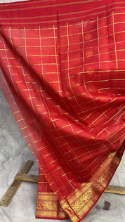 Red Chanderi Silk Saree-SRRCSS200