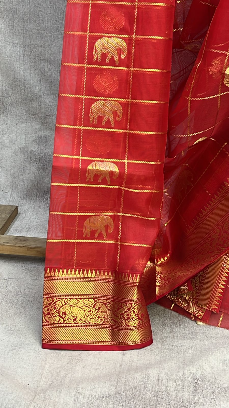 Red Chanderi Silk Saree-SRRCSS200