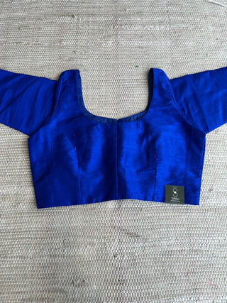 Royal Blue Raw Silk Blouse-SRRBRSB