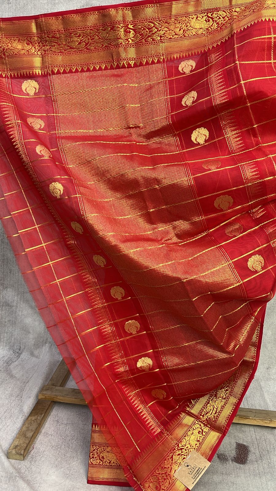 Red Chanderi Silk Saree-SRRCSS200