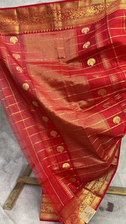 Red Chanderi Silk Saree-SRRCSS200