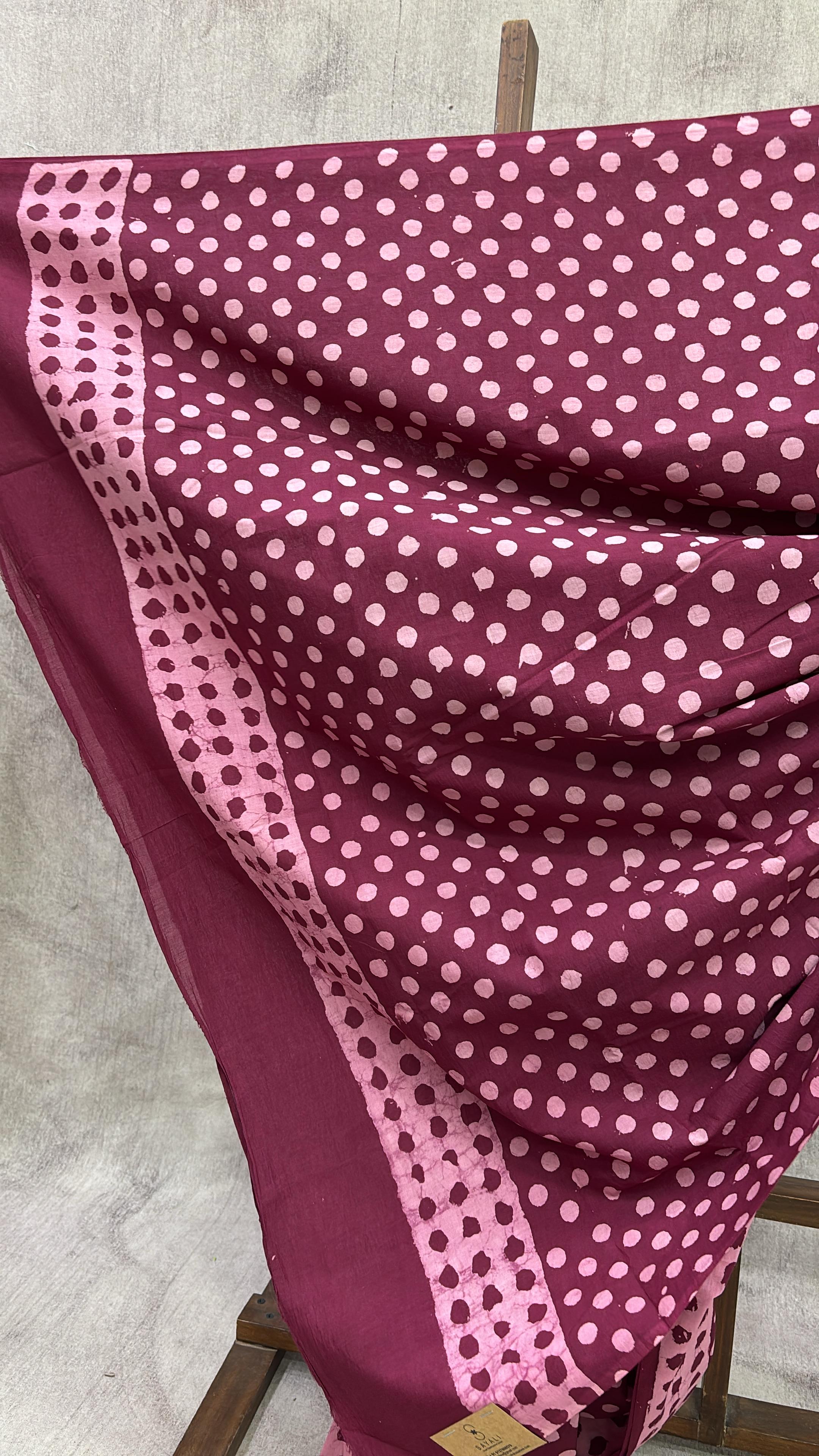 Magenta HBP Cotton Saree - SRMCS1936