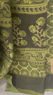 Lime Green HBP Cotton Saree - SRLGCS1715