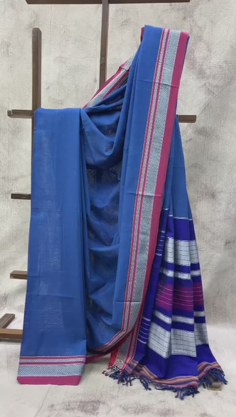 Blue Cotton Ilkal Saree - SRBCIS8EX