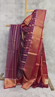 Two Tone Maroon Chanderi Silk Saree - SRTTMCSS175