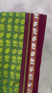 Green-Parrot Green Hathi Mor Khun Saree - SRGPGHMKS33