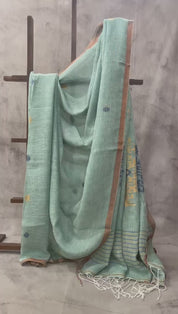 Light Green Linen Jamdani Saree -SRLGLJS21EX