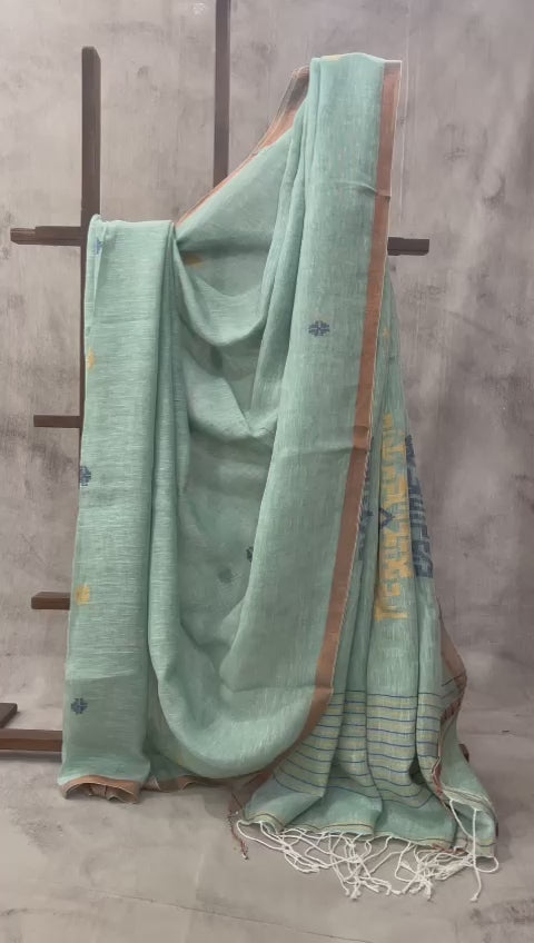 Light Green Linen Jamdani Saree -SRLGLJS21EX
