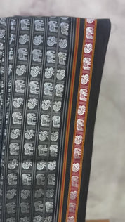 Black-Silver Hathi Mor Khun Saree - SRBSHMKS32