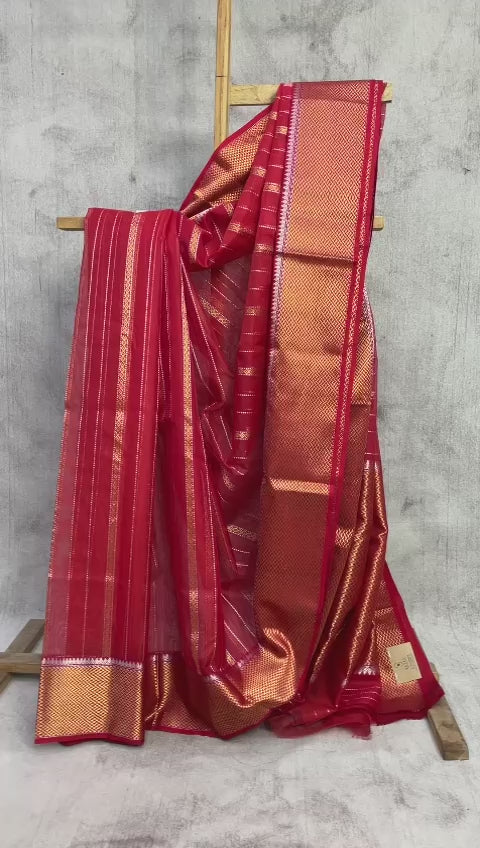 Red Chanderi Silk Saree - SRRCSS174
