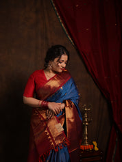 Blue Gadwal Silk Saree - SRBMGSS615