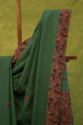 Rama Green Cotton Patchwork Saree-SRRGCPWS52