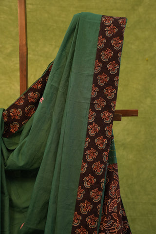 Rama Green Cotton Patchwork Saree-SRRGCPS50