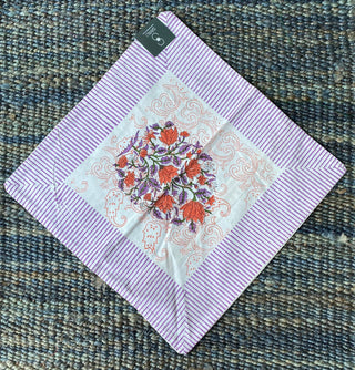 White-Purple Cotton Cushion Cover (Set of 2)